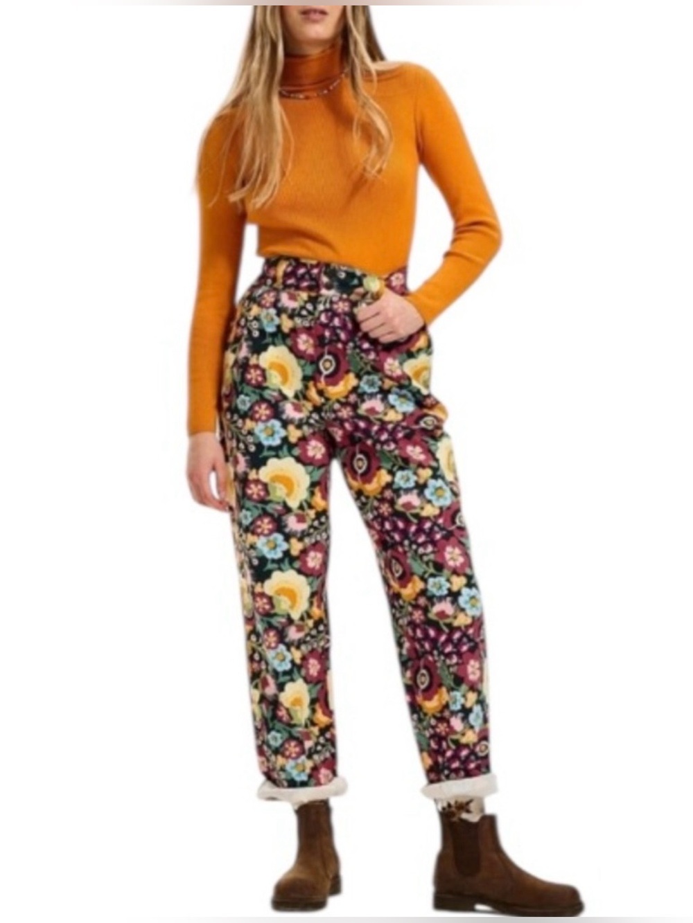 Lucy & Yak Addison Trousers Organic Twill Ola Floral Print Boho Sz 30